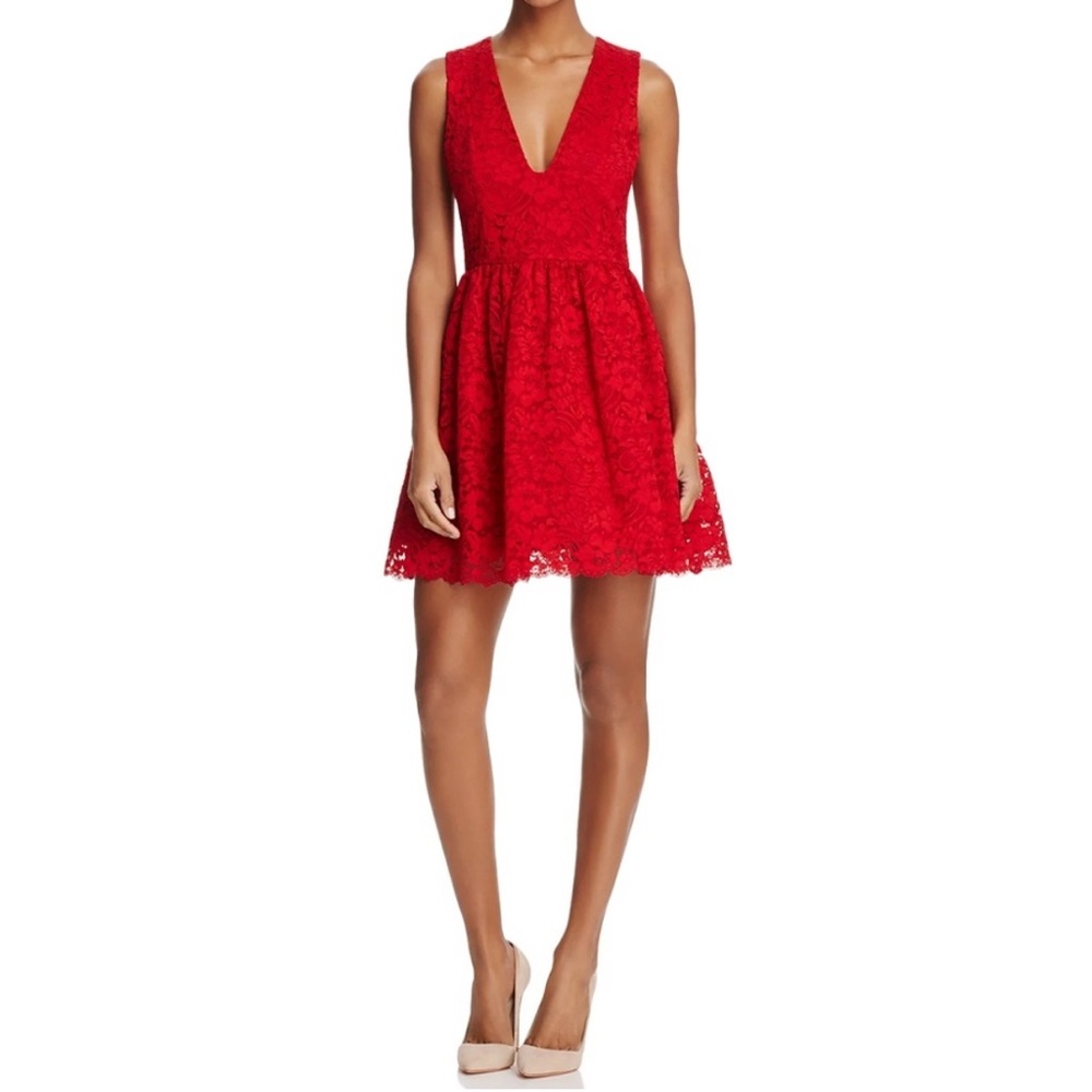 Alice + Olivia Vibrant Red Lace Dress